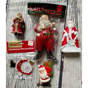 Vintage Santa Christmas Ornament Lot